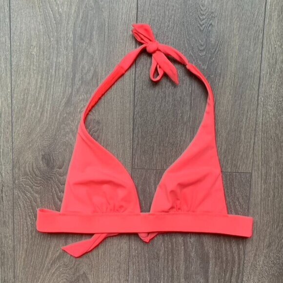 Victoria's Secret Triangle Bikini Top Halter tie Coral Pink Y2k 2000s Size XS - Picture 4 of 15